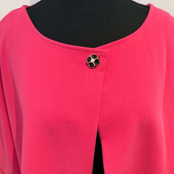 NWT Antthony Collections Cape Jacket Hot Pink Ruched Sleeve Button Closure 3X - Picture 7 of 7